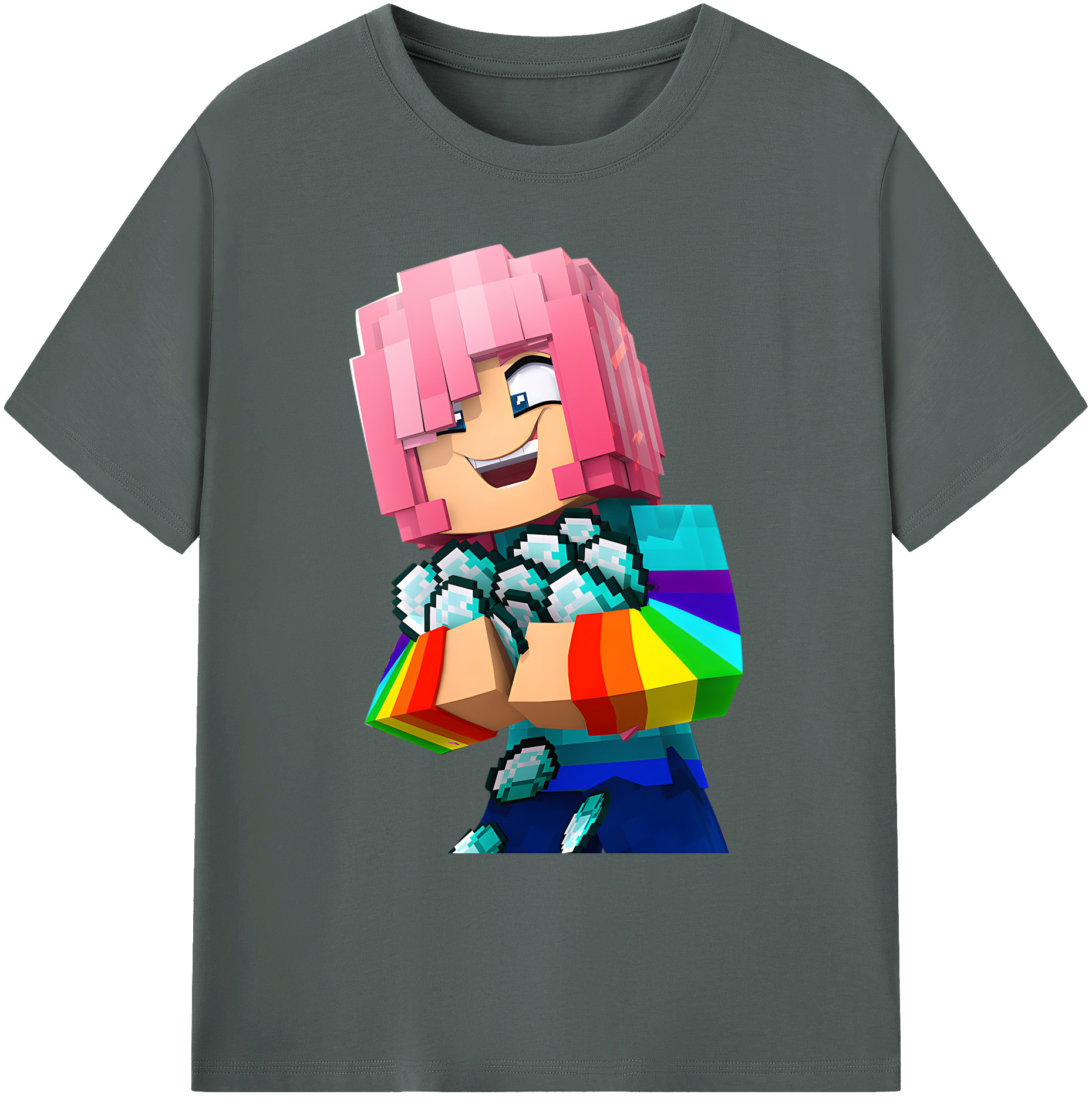 （画像用） マインクラフト ブロックの世界 Minecraft MC Block world 綿100％ メンズ半袖Tシャツ｜肌触りやわらか＆通気性